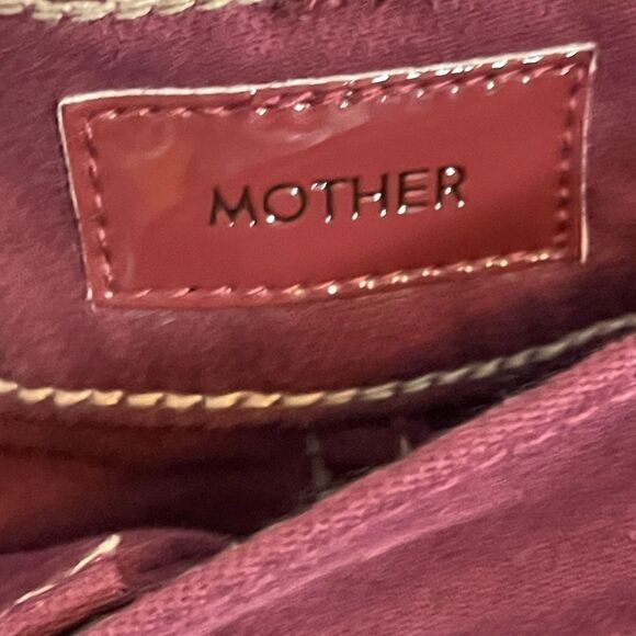 Mother The Tripper High-Rise Stretch Ankle Fray Cropped Jeans Burgundy Size 34 - Picture 6 of 14